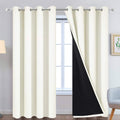 Yakamok 100% Blackout Curtains Thermal Insulated Curtain Panels with Black Liner for Bedroom, Heat Blocking Drapes for Living Room(52Wx96L,…