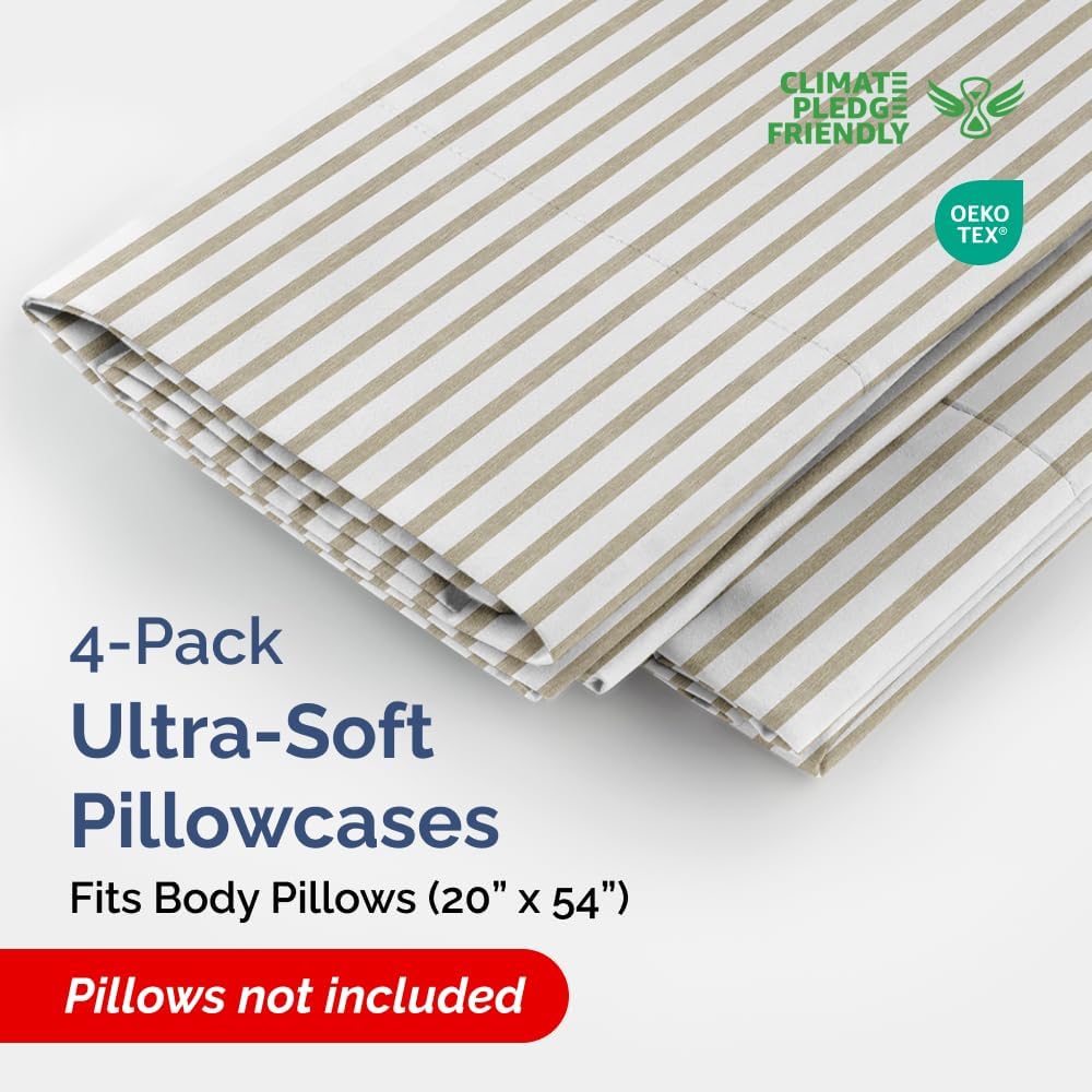 Body Pillowcases Set of 4-20x54 Long Body Pillow Case - Soft Body Pillow Cover for Sleeping & Side Sleepers - Comfy, Breathable & Fade…