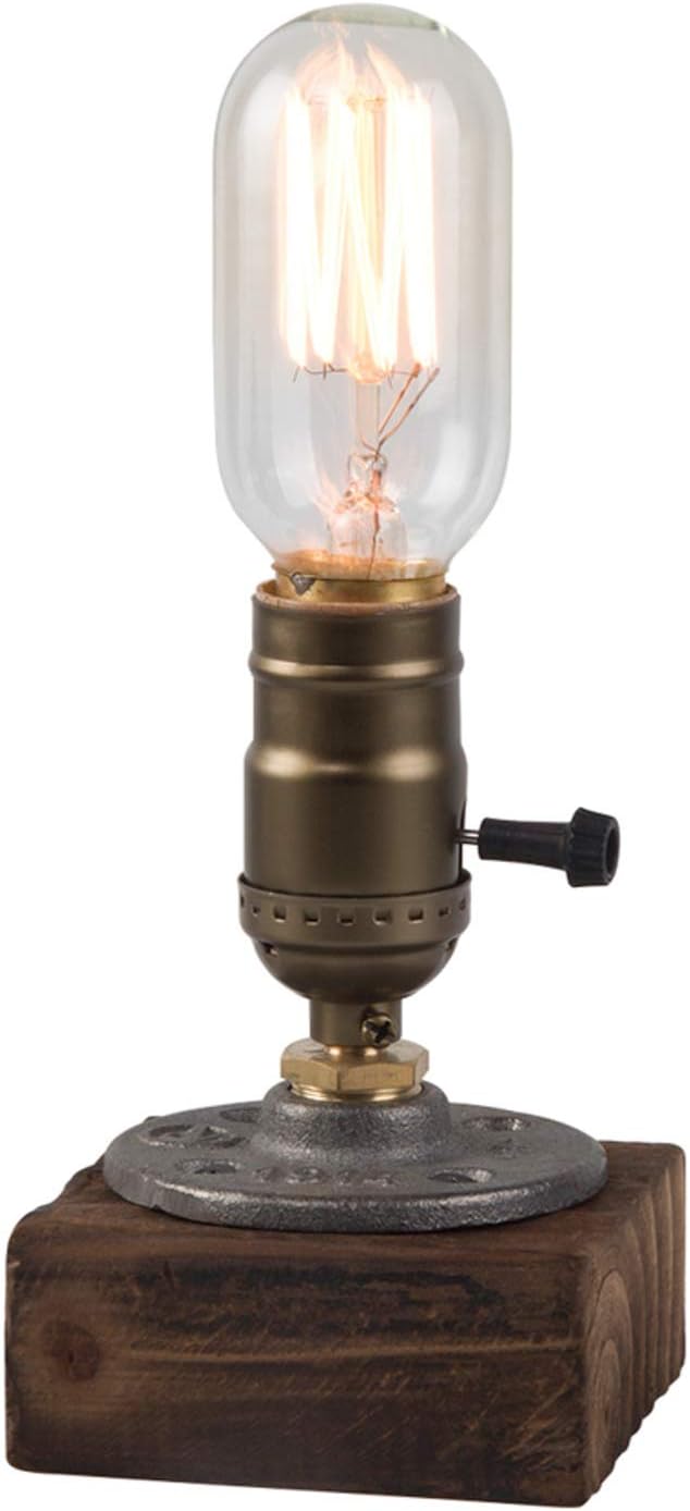 Vintage Table Lamp, Industrial Dimmable Nightlight Steampunk Desk Lamp with E26 Lamp Holder for Bedroom Living Room Home Art Display Cafe…