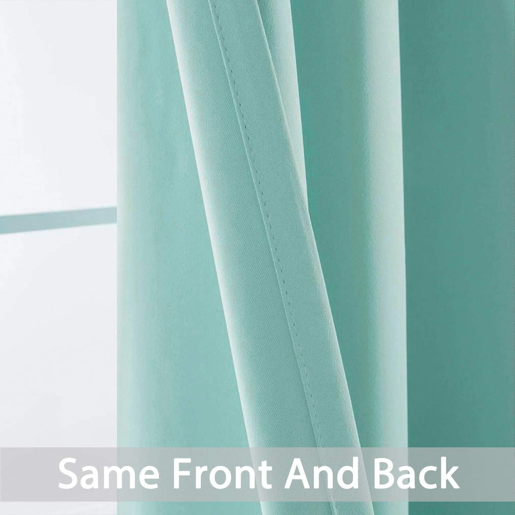Yakamok 36 Inch Blackout Curtains Panels with Grommets, Aqua Room Darkening Thermal Insulated Window Drapes for Living Room/Bedroom, W52…
