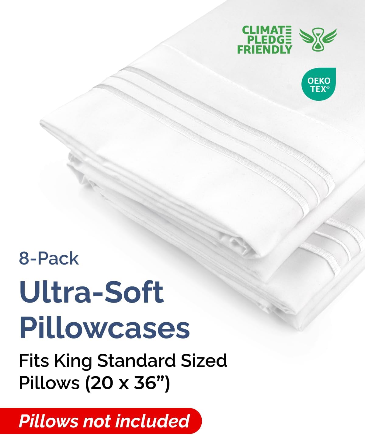 King Standard Pillow Cases Set of 8 - Ultra Soft Hotel Quality Pillowcase Covers - Comfy & Wrinkle Free - Shrink & Fade Resistant…