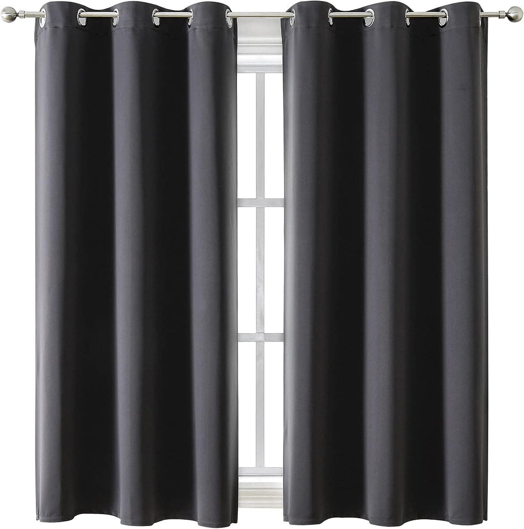 ChrisDowa Grommet Blackout Curtains for Bedroom and Living Room - 2 Panels Set Thermal Insulated Room Darkening Curtains (Dark Grey, 42 x 6…