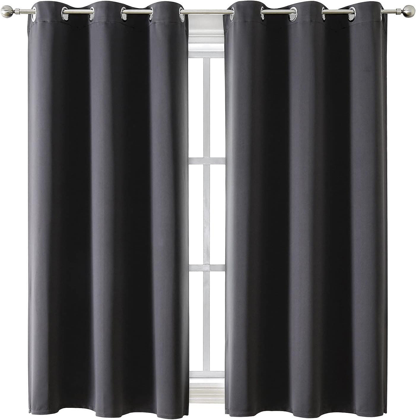 ChrisDowa Grommet Blackout Curtains for Bedroom and Living Room - 2 Panels Set Thermal Insulated Room Darkening Curtains (Dark Grey, 42 x 6…