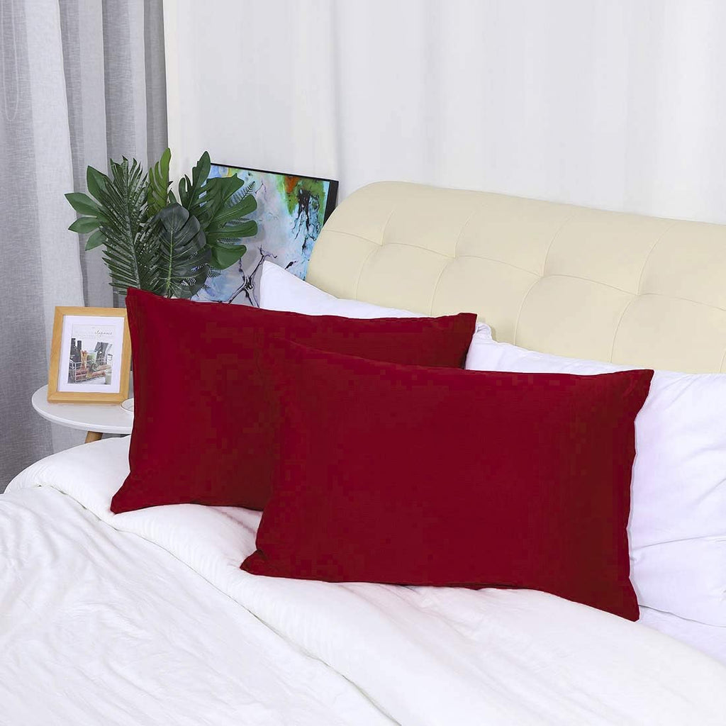 uxcell Standard Satin Pillowcase with Zipper, Super Soft and Luxury, Silky Pillow Cases Covers Set of 2, 21"x27", Red