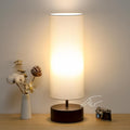 3 Way Dimmable Touch Control Table Lamp, Bedside Table Lamp with Dark Brown Base, Modern Nightstand Lamp with Beige Shade, Simple Night…