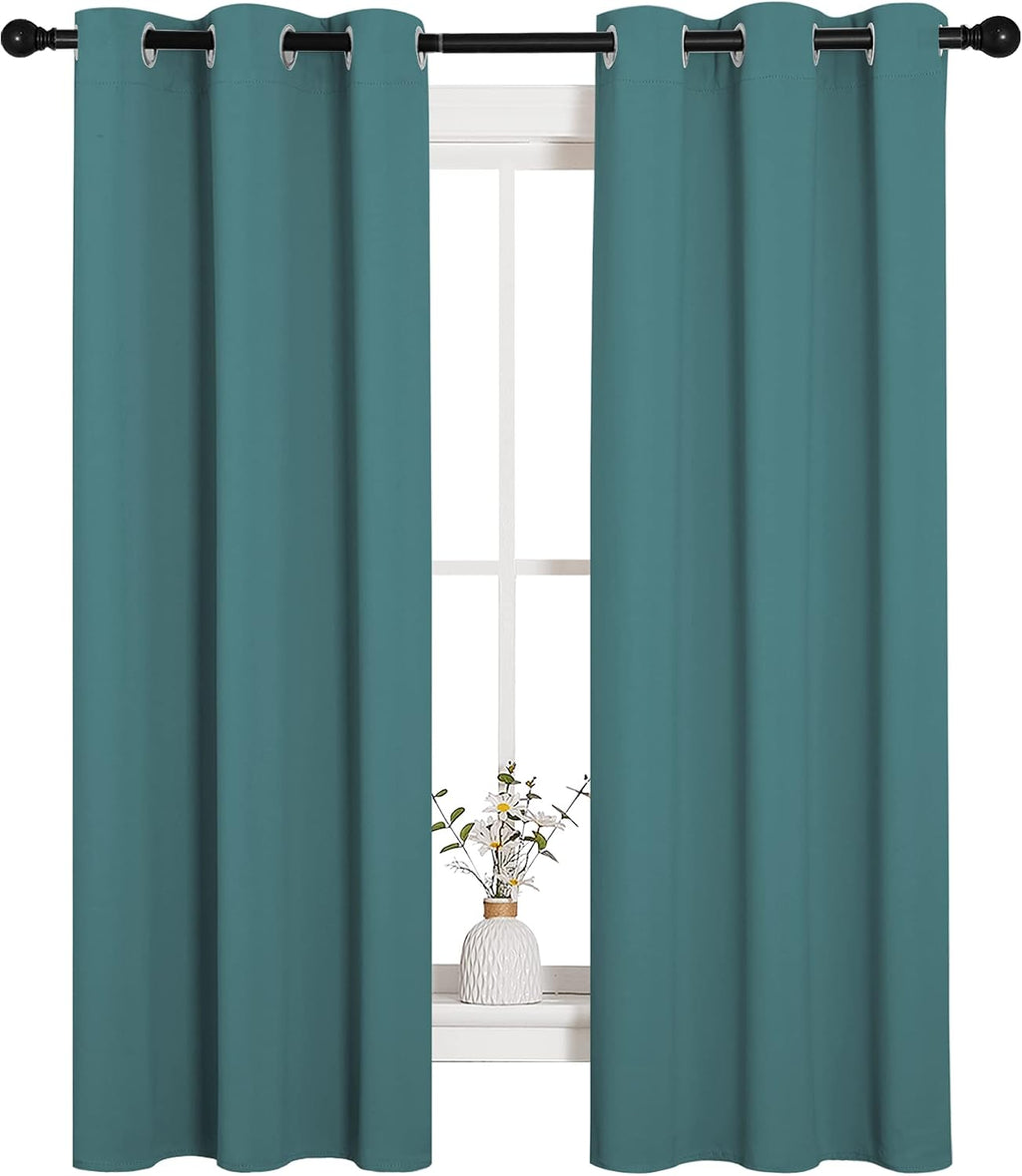 NICETOWN Kitchen Curtain Panels Blackout Draperies, Thermal Insulated Solid Grommet Blackout Curtains/Drapes (Sea Teal, One Pair, 34 by…