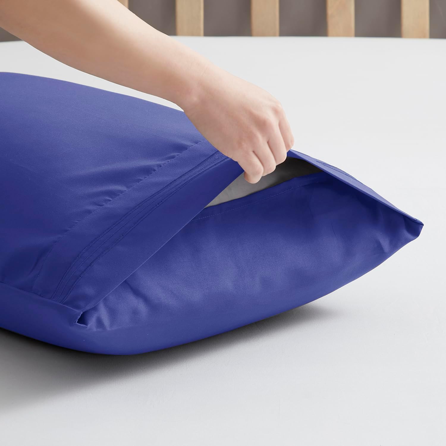 Nestl Microfiber King Pillow Cases Set of 2, 20x40 Inches, Royal Blue cotton Blue