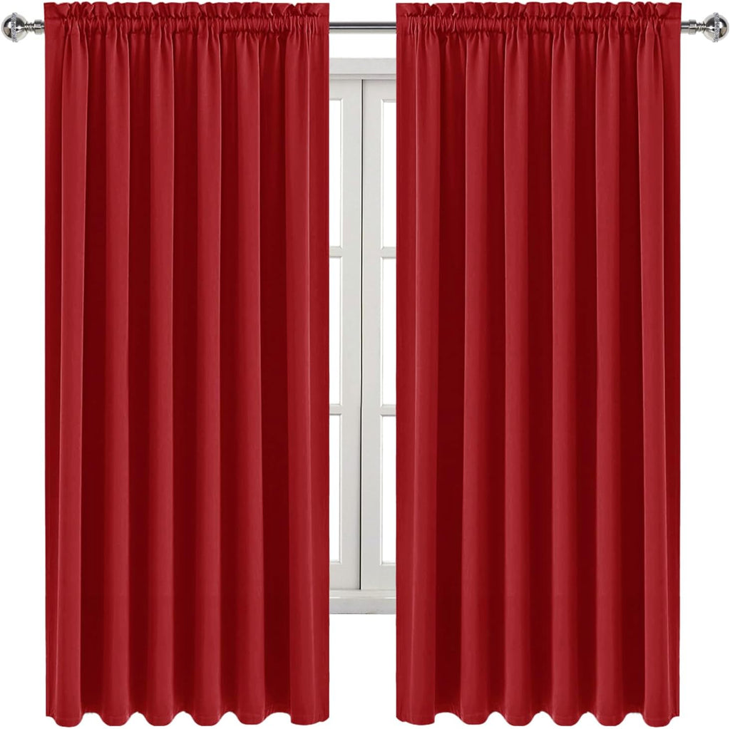 DWCN Blackout Curtains for Living Room Thermal Insulated, Energy Saving & Noise Reducing Bedroom Curtains, Red, W 70x L 63 Inch, Set of 2…