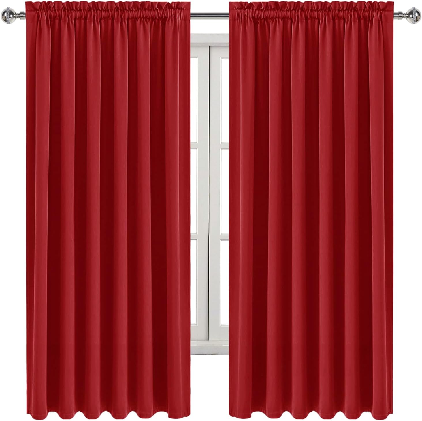 DWCN Blackout Curtains for Living Room Thermal Insulated, Energy Saving & Noise Reducing Bedroom Curtains, Red, W 70x L 63 Inch, Set of 2…