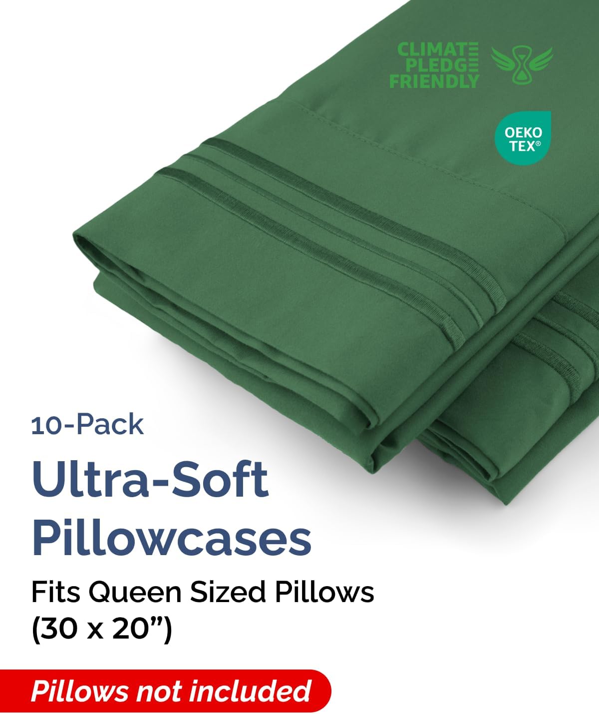 Queen Pillow Cases Set of 10 - Ultra Soft Hotel Quality Pillowcase Covers - Comfy & Wrinkle Free - Shrink & Fade Resistant - Machine…