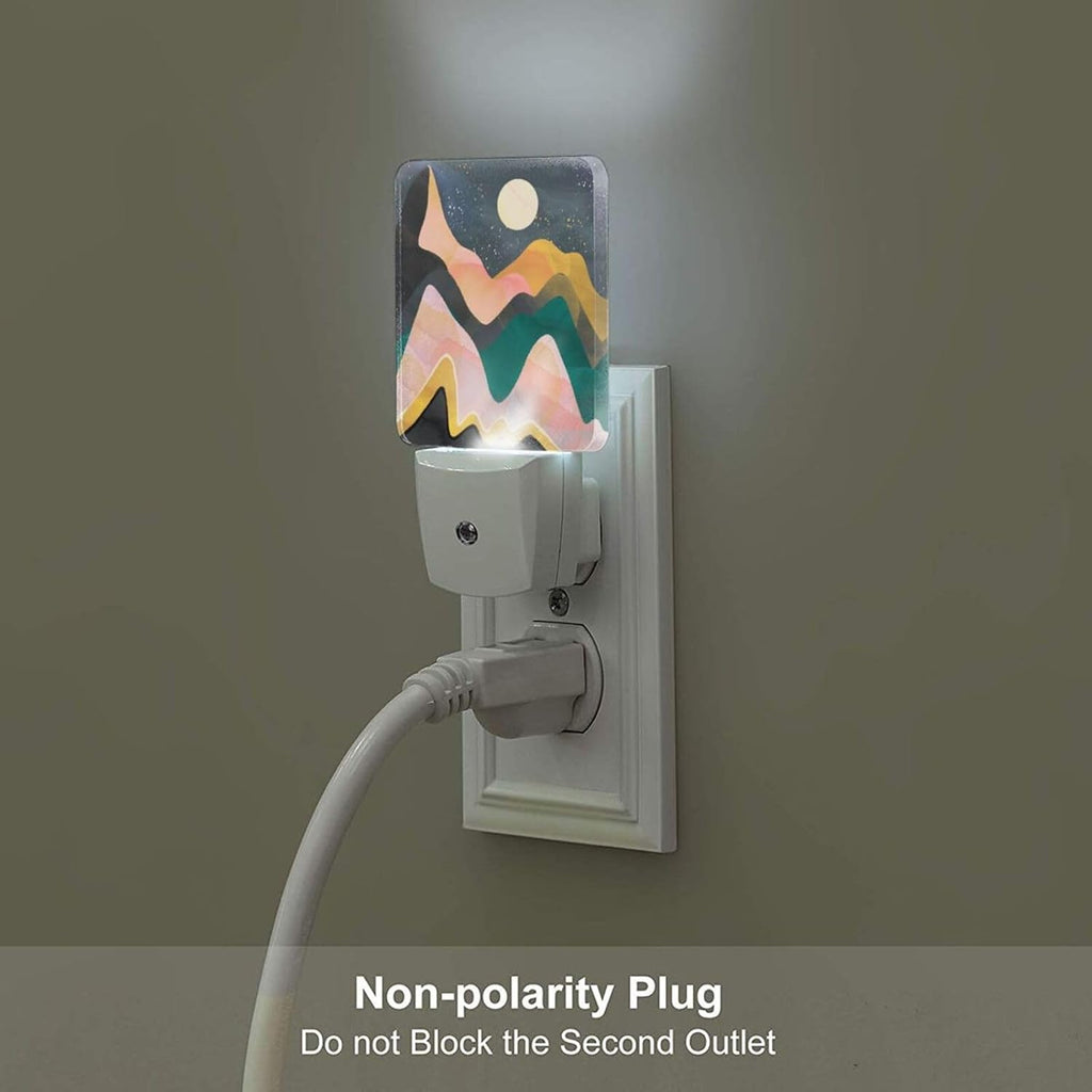 Mountains Night Sky Moon Night Light, Plug Into Wall Decor for Stairway, Hallway, Kitchen, Dusk to Dawn Sensor Nightlights for…