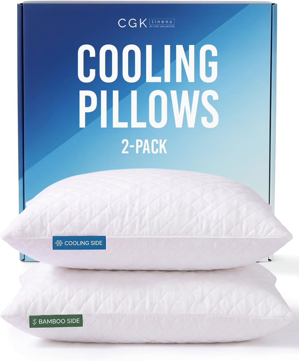 CGKUnlimited Cooling Pillow King Size Set of 2 - Breathable Cooling Bed Pillows for Hot Sleepers - Adjustable Shredded Memory Foam - Soft o…