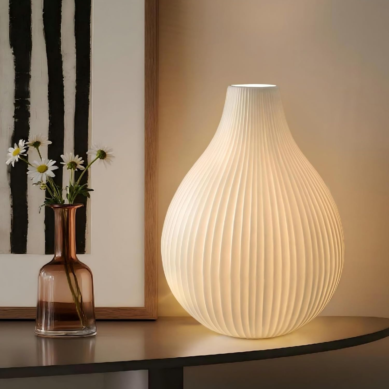 RONDURE 11.0" Modern Ceramic Table Lamp, Fully Dimmable Modern Bedside Lamps for Bedroom, Living Room and Nightstand, White Translucent…