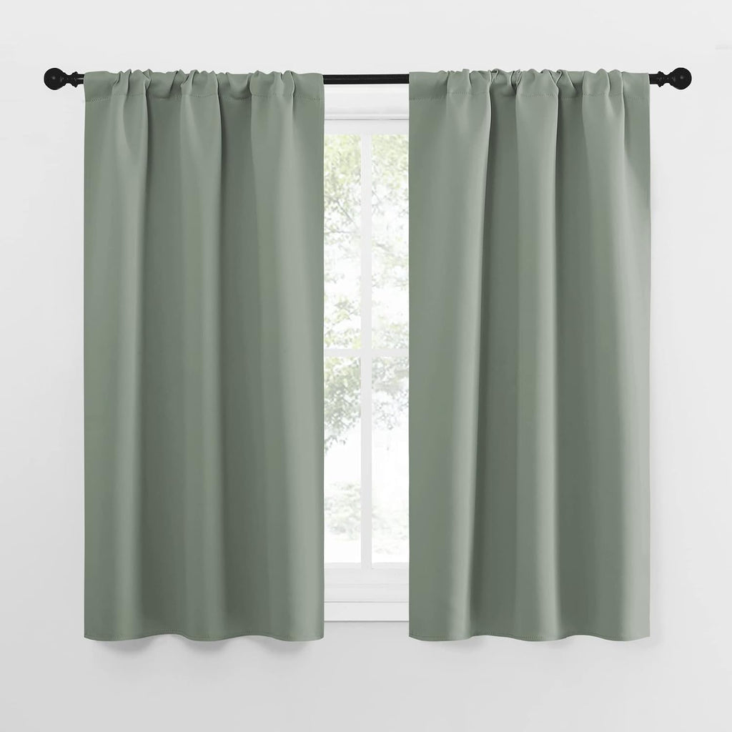 NICETOWN Window Curtains Blackout Drapes - Thermal Insulated Solid Rod Pocket Blackout Curtains/Draperies for Living Room (Greyish Green…