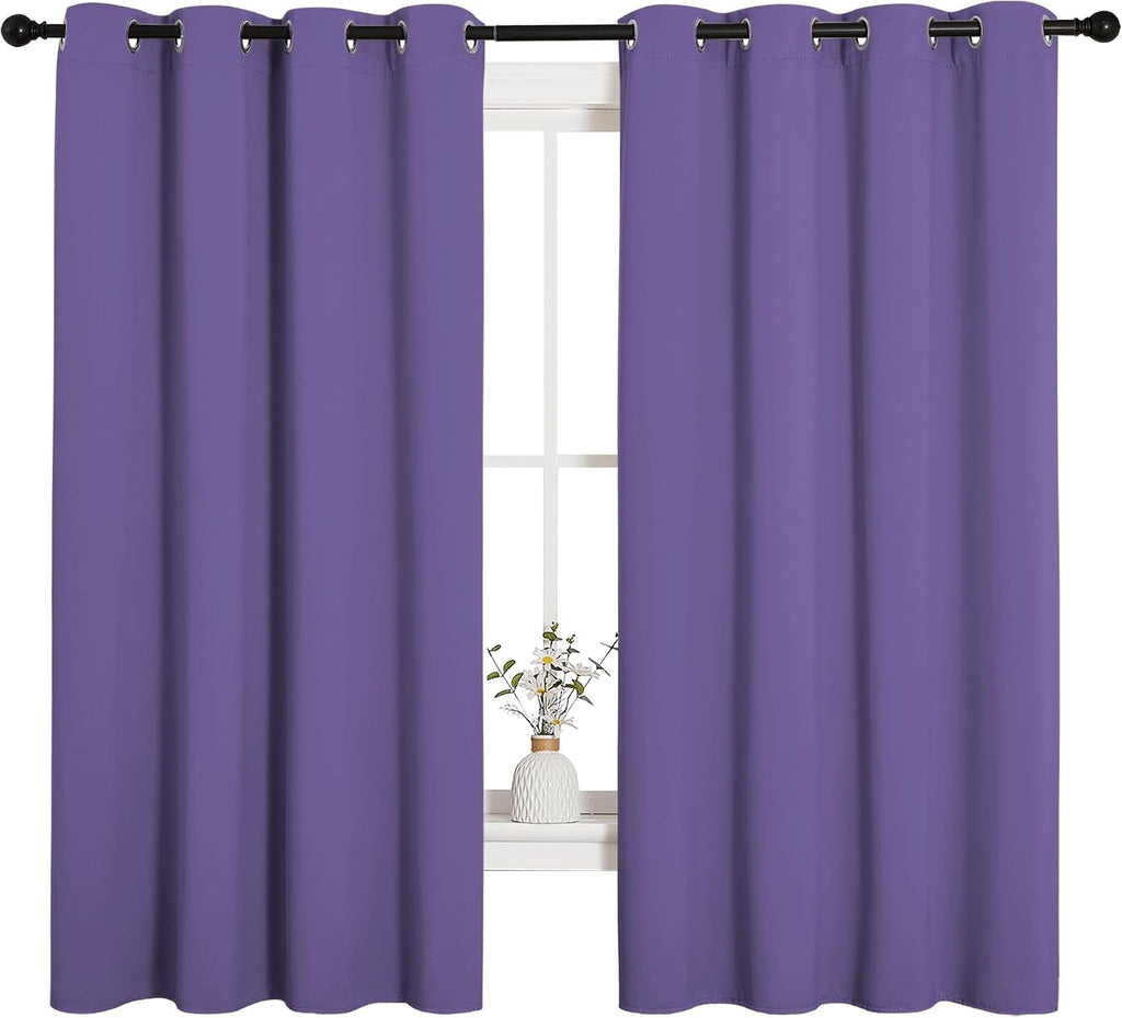 NICETOWN Bedroom Curtain Panels Blackout Draperies, Thermal Insulated Solid Grommet Blackout Curtains/Drapes (Lilac Purple, 1 Pair, 55 by…