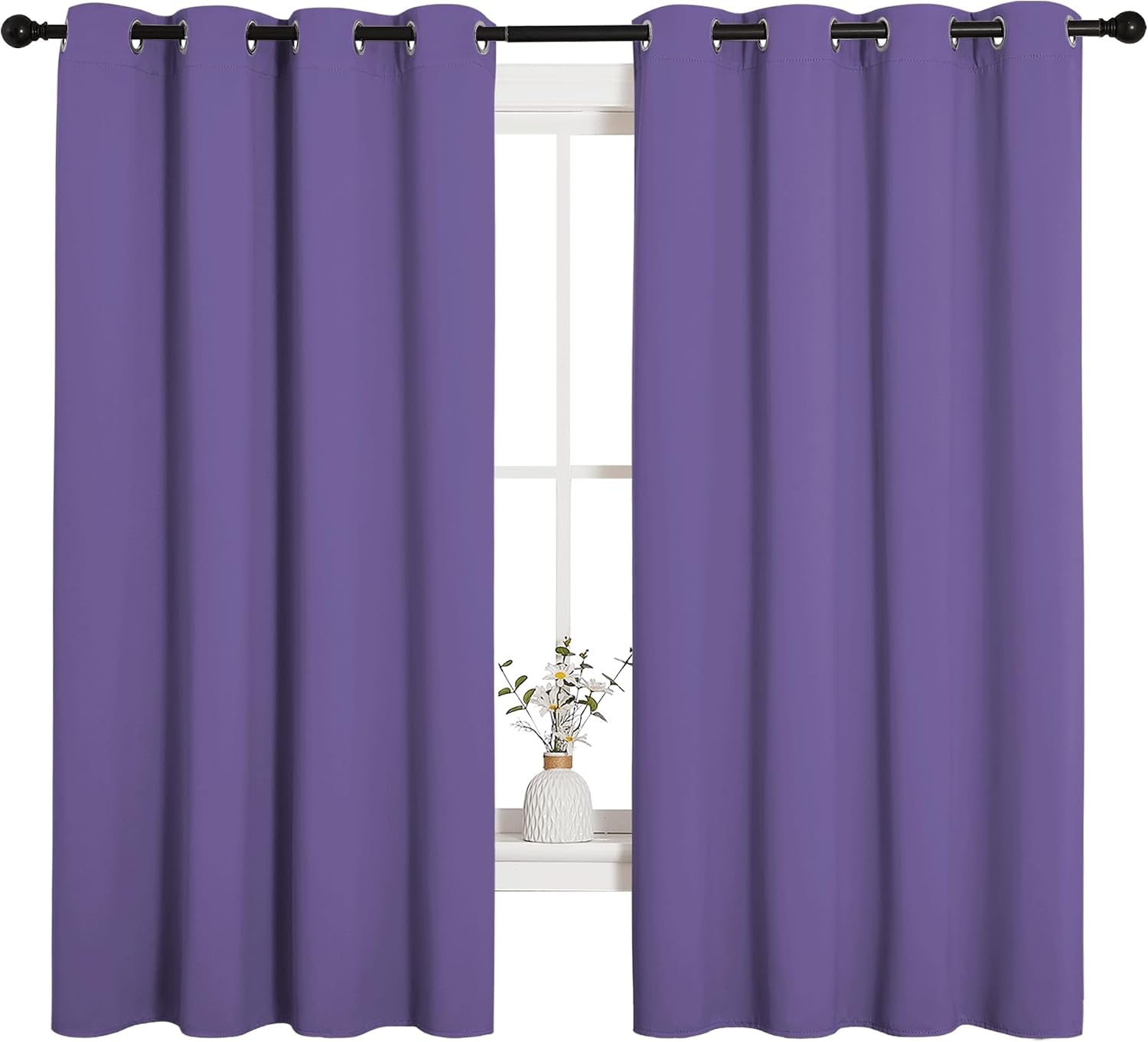 NICETOWN Bedroom Curtain Panels Blackout Draperies, Thermal Insulated Solid Grommet Blackout Curtains/Drapes (Lilac Purple, 1 Pair, 55 by…