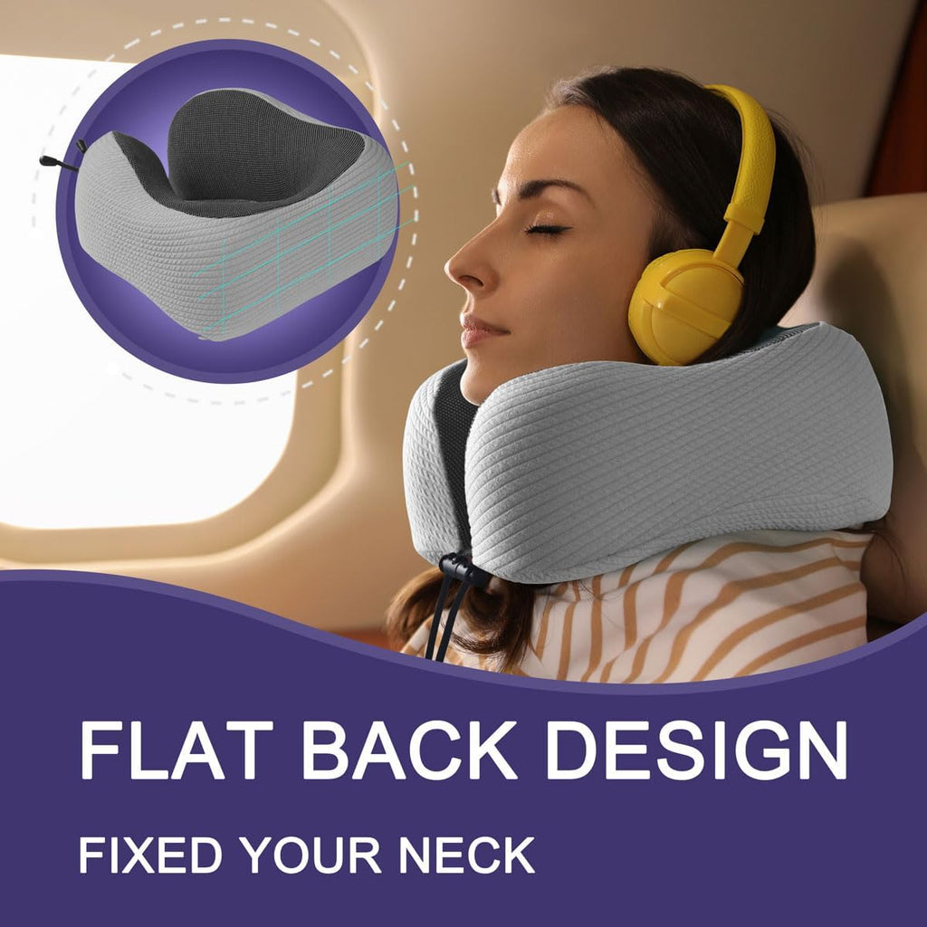 napfun Neck Pillow for Travel with Travel Pouch, Sleep Mask & Earplugs, Memory Foam Airplane Pillow for Headrest Sleep with Eyeshades…