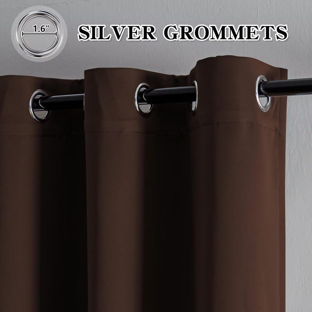Igemaeve Blackout Sliding Door Curtains 96 Inch Length, Extra Wide Room Divider Curtains, Chocolate Grommet Energy Saving Thermal Insulated…