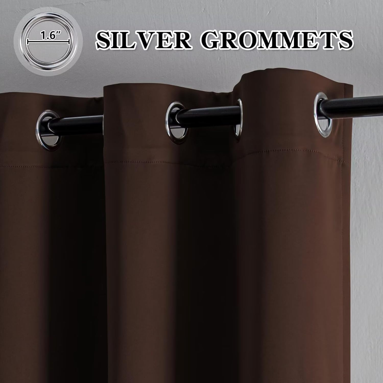 Igemaeve Blackout Sliding Door Curtains 96 Inch Length, Extra Wide Room Divider Curtains, Chocolate Grommet Energy Saving Thermal Insulated…