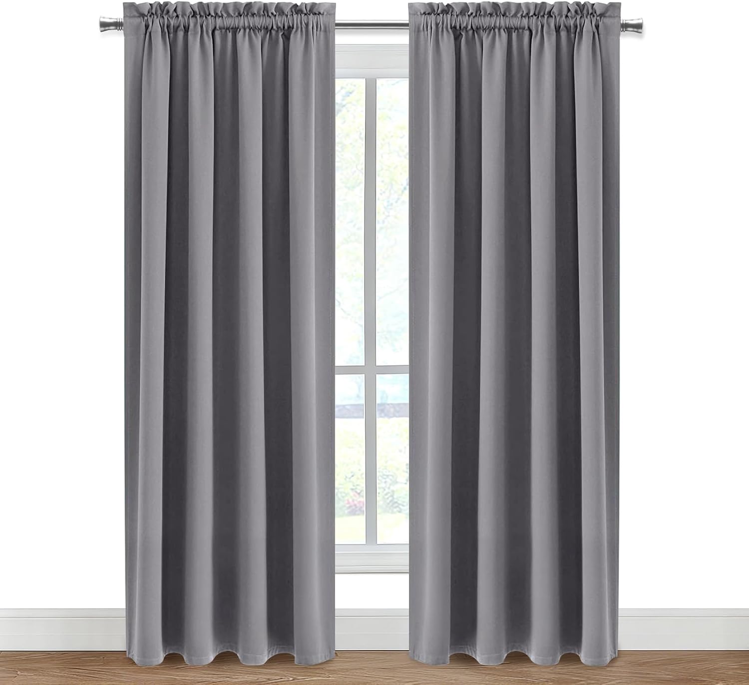 Dwcn Blackout Curtains Room Darkening Thermal Insulated Bedroom Curtains Window Curtain Panels, 52 x 84 inches Long, Set of 2 Grey Rod Pock…