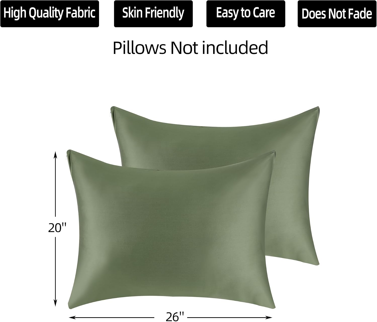 BestSeason Cotton Pillow Protectors/Cases Standard Size with Zipper 2 Pack Olive Green Color, Cooling & Breathable Bed Pillow Protectors Set…