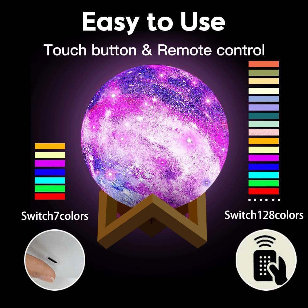 CPLA Galaxy Moon Lamp Upgrade 128 Colors, Birthday Gifts for Kids Girls Boys Teens Her, Remote & Touch Control, Diameter 5.9 inch
