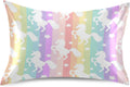 Blueangle Rainbow Unicorn Stripe Satin Pillowcase for Hair and Skin Silk Pillowcase, Standard Size(20x26 inches) - Satin Pillow Covers…