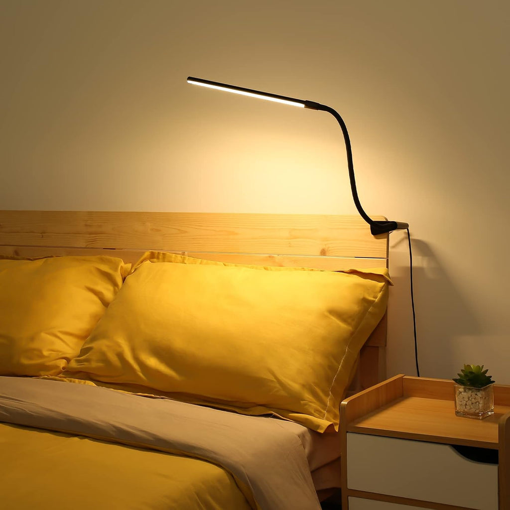 Lepro Clip on Desk Lamp LED Reading light Dimmable USB Small Clamp Lamp with 3 Color Modes 10 Brightness, Adjustable Flexible Gooseneck…