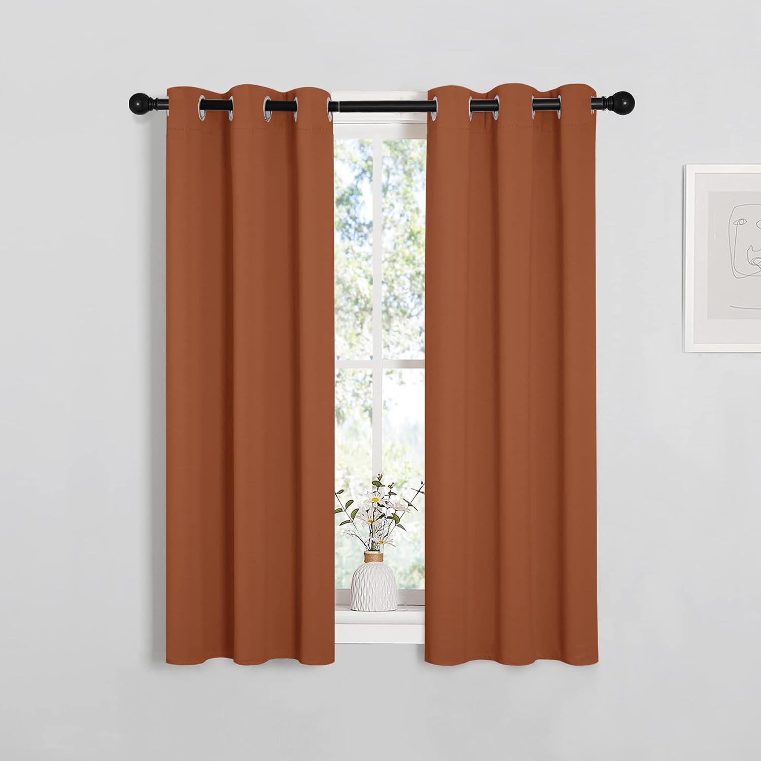 NICETOWN Burnt Orange Window Curtains Blackout Drapes, Thermal Insulated Solid Grommet Blackout Curtains/Draperies for Living Room (1…