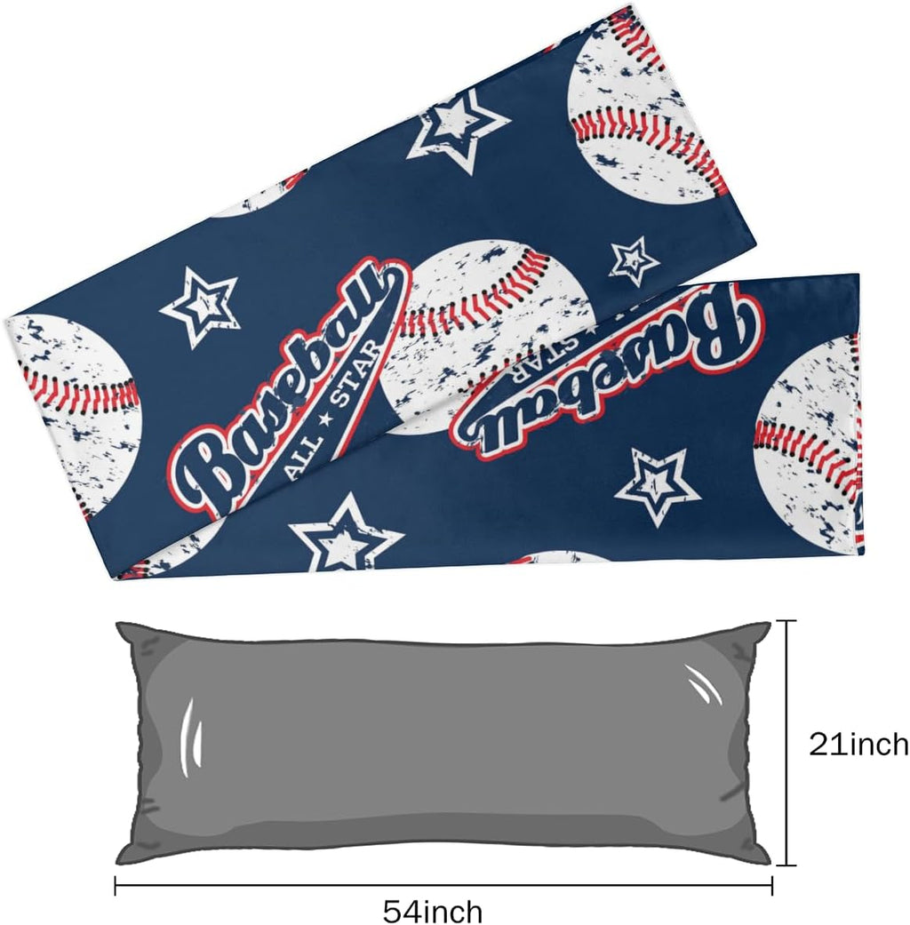 Sports Baseball Body Pillow Covers Decorative Soft Bedding Satin Pillowcase with Zipper Closure Cooling Breathable Long Pillow Case-21"x 54"