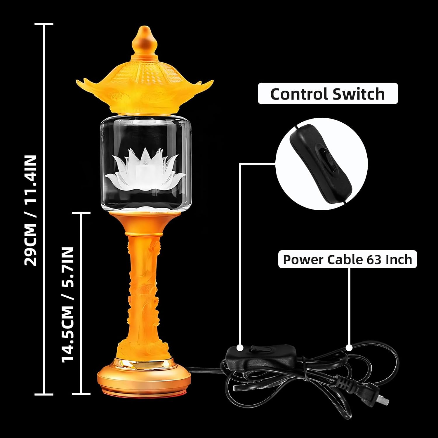11 Inch LED Lotus Flower Lamp, Multi-Color Adjustable Buddha Light for Home Altar, Indoor Meditation Night Light with Crystal Base