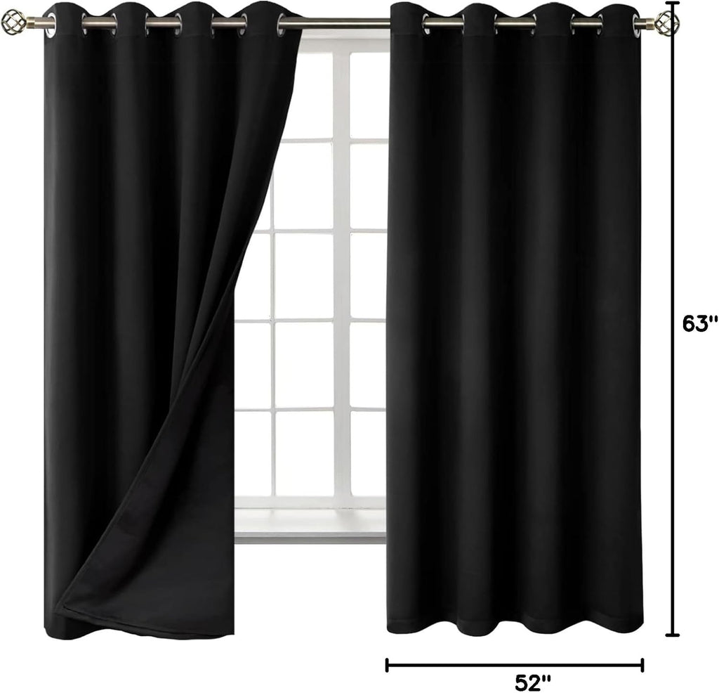 BGment Thermal Insulated 100% Blackout Curtains for Bedroom with Black Liner, Double Layer Full Room Darkening Noise Reducing Grommet Curta…