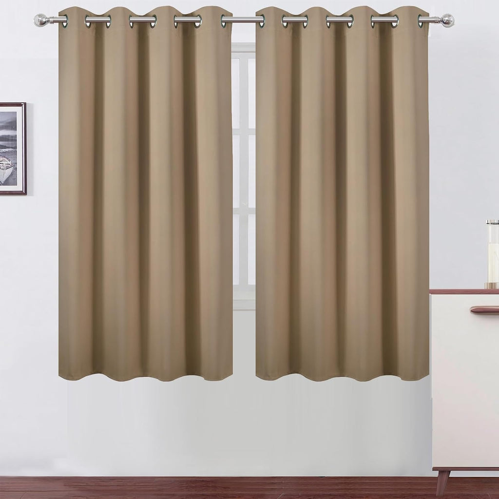 Lemomo Natural Blackout Curtains 66 x 63 Inch Length/Set of 2 Curtain Panels/Thermal Insulated Room Darkening Blackout Curtains for Bedroom…