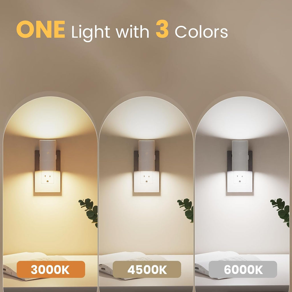 Volisun Night Lights Plug into Wall, Dimmable LED Nightlight with Dusk to Dawn Light Sensor, 0-100LM Adjustable Brightness, 3 Color Tempera…