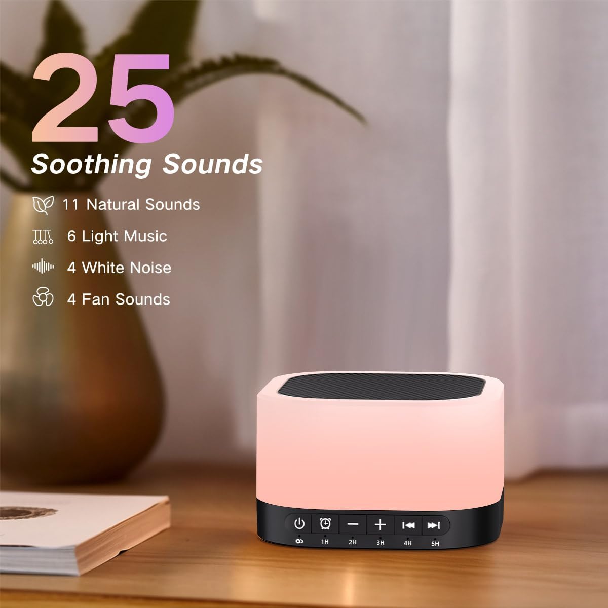 SleeZOO Sound Machine White Noise Machine with 25 Soothing Sounds 12 Colors Light with 10 Adjustable Levels 32 Adjustable Volumes 5 Timers…
