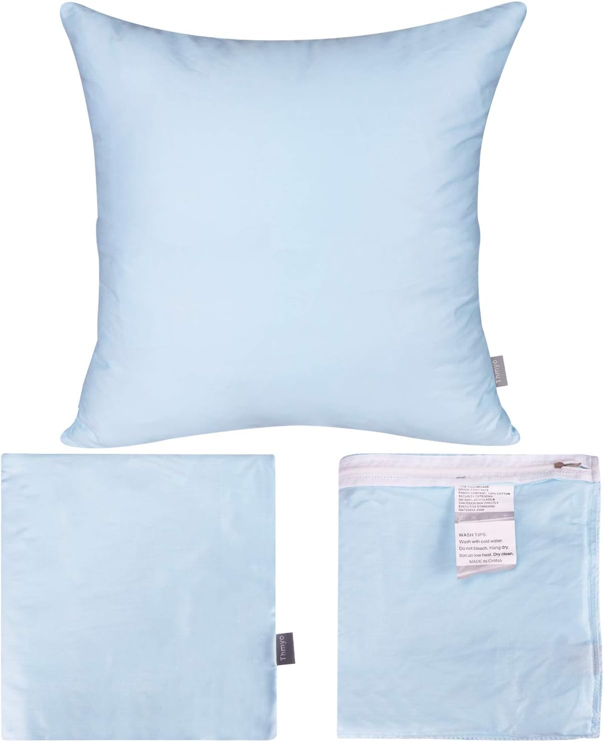 Thmyo 4-Pack 100% Cotton Comfortable Solid Decorative Throw Pillow Case, Square Cushion Cover Pillowcase Sublimation Blank Pillow Covers DI…