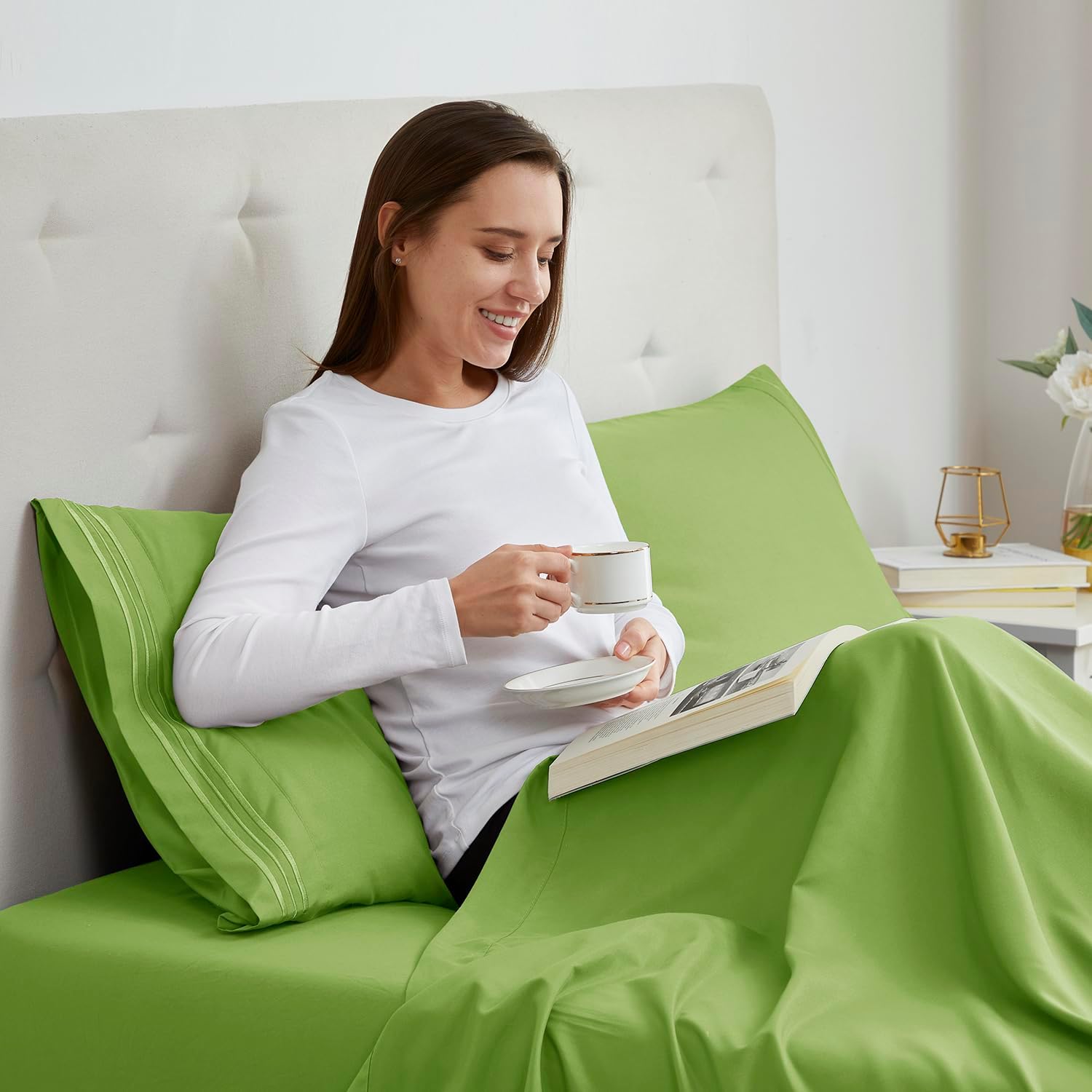 Nestl Garden Green Pillow Cases Queen Size Set of 2, Soft Queen Pillow Case, Microfiber Queen Pillow Cases 2, Pillowcases Queen, Envelope C…