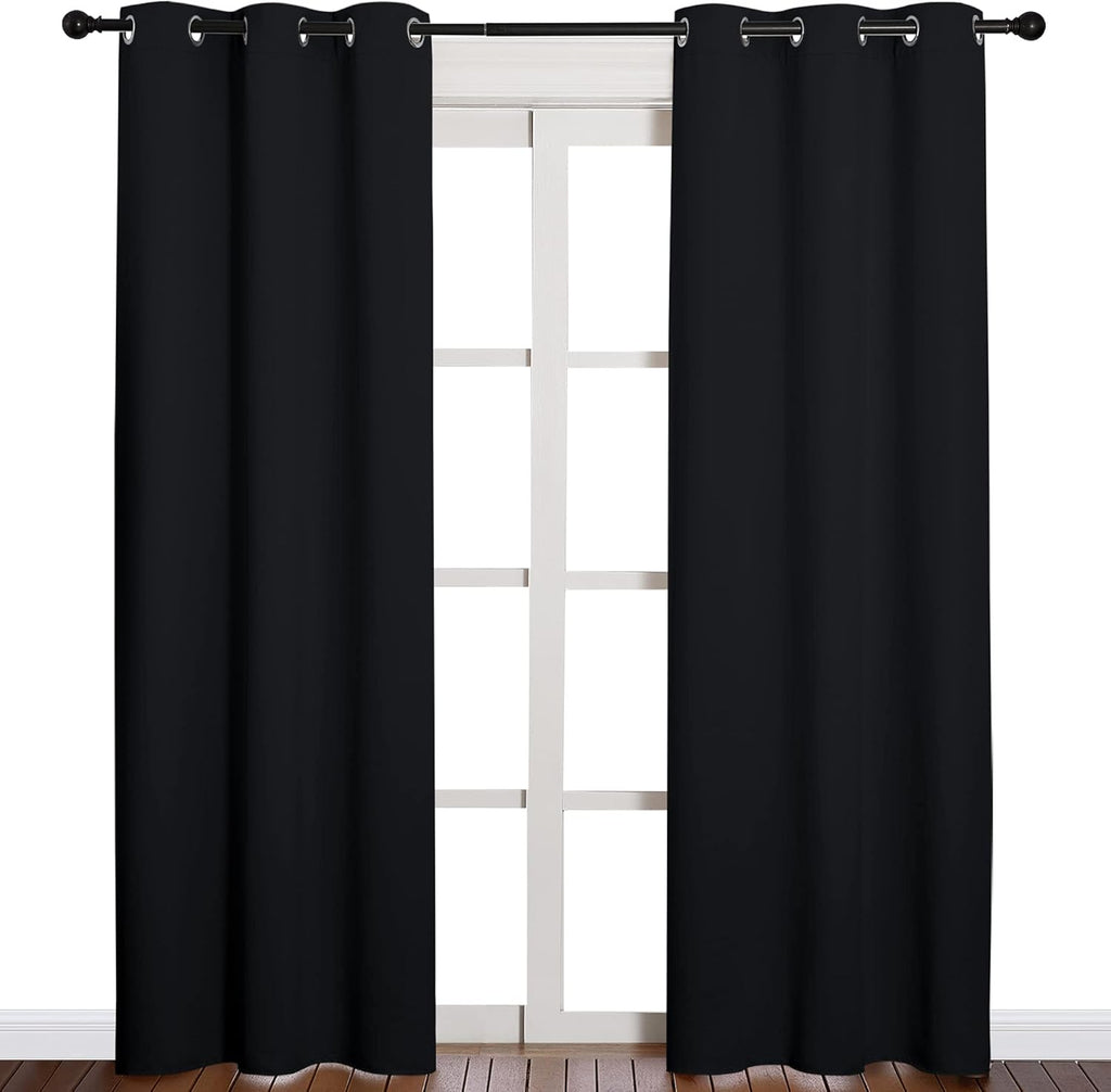 NICETOWN Thermal Insulated Black Blackout Curtains/Drapes 84 inches Length 2 Panels Set for Living Room, 42 inches Wide, Privacy Sound…