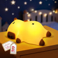 Mewaii Snoring Sound Capybara Night Light for Kids -Silicone Breathing Capybara Gifts Lamp with 3-Level Dimming, Cute Light Rechargeable…