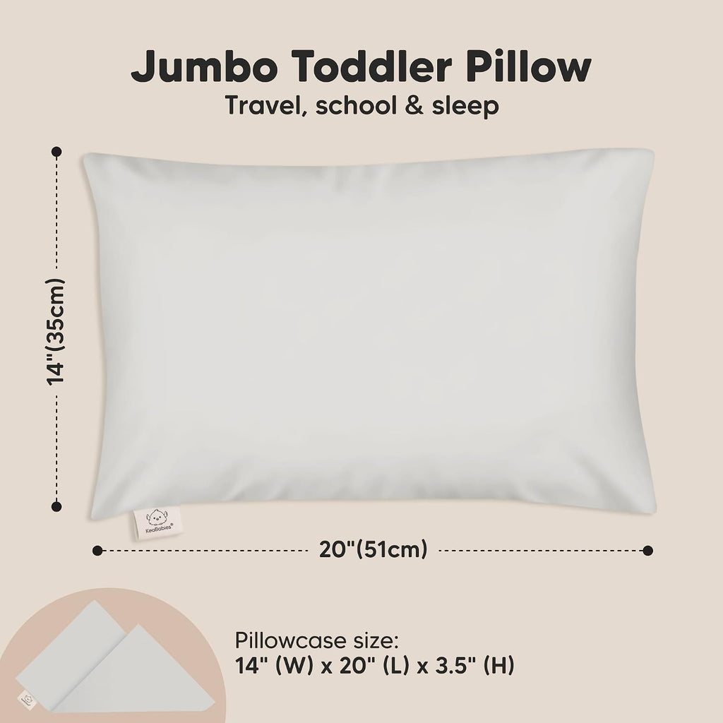 KeaBabies Toddler Pillow with Pillowcase, Jumbo 14X20 - Soft Organic Cotton Toddler Pillows for Sleeping - Machine Washable - Perfect for…