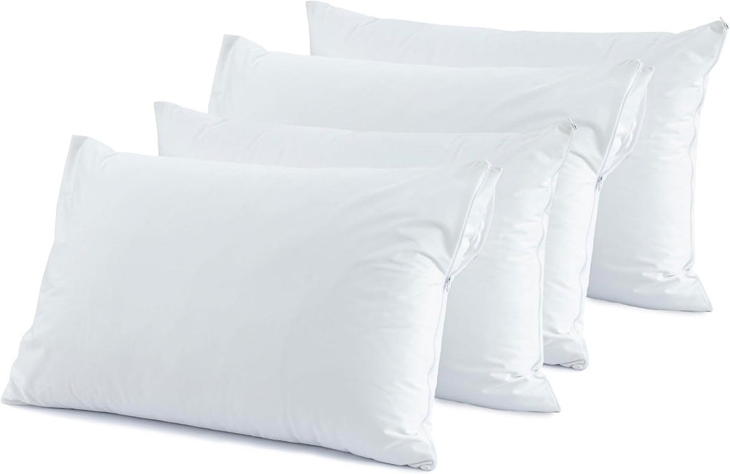 Dreamology Waterproof Pillow Protectors with Zipper,4 Pack, Bed Bug Proof Pillow Cover, Standard Pillow Protector, Waterproof Pillow Covers…