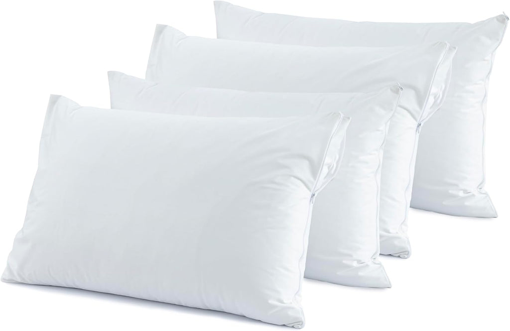 Dreamology 4 Pack, Waterproof Pillow Protector with Zipper King Size, Bed Bug Proof Pillow Case, Waterproof Pillow Covers, Pillow Protector…