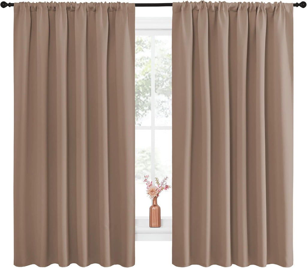 NICETOWN Kids Blackout Curtain Panels - Window Treatment Thermal Insulated Solid Rod Pocket Blackout Drapes for Bedroom (Cappuccino, Set…