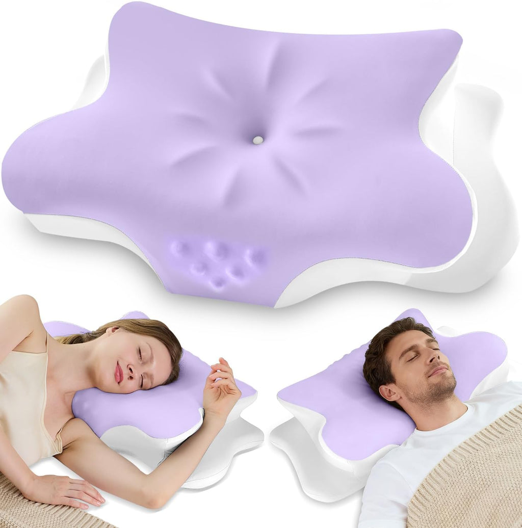 Vjasd Cervical Neck Pillow for – Ergonomic Memory Foam Pillow for Side Sleeper Contour Orthopedic Bed Pillow for Neck Support with Cooling…