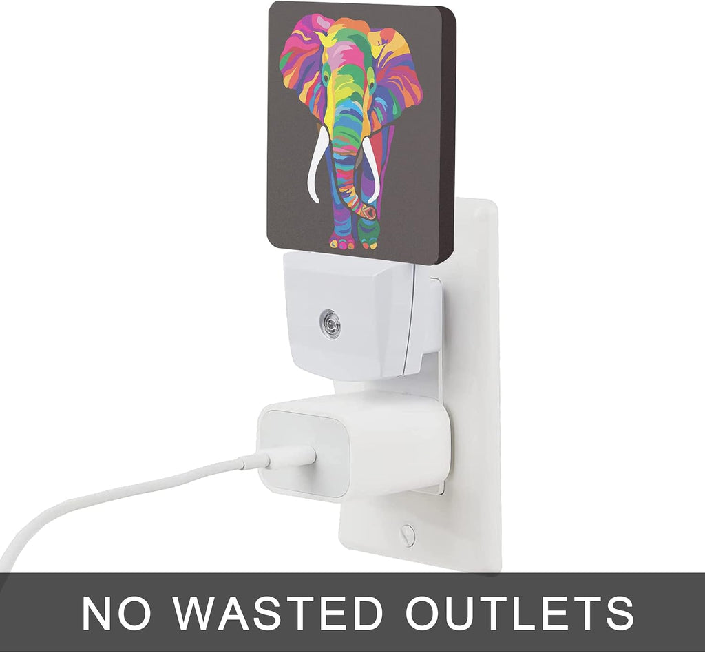 Elephant Night Light, Colorful Elephant Plug-in Night Lights with Dusk-to-Dawn Sensor for Stairway/Hallway/Kitchen Sleep Friendly lamp for…
