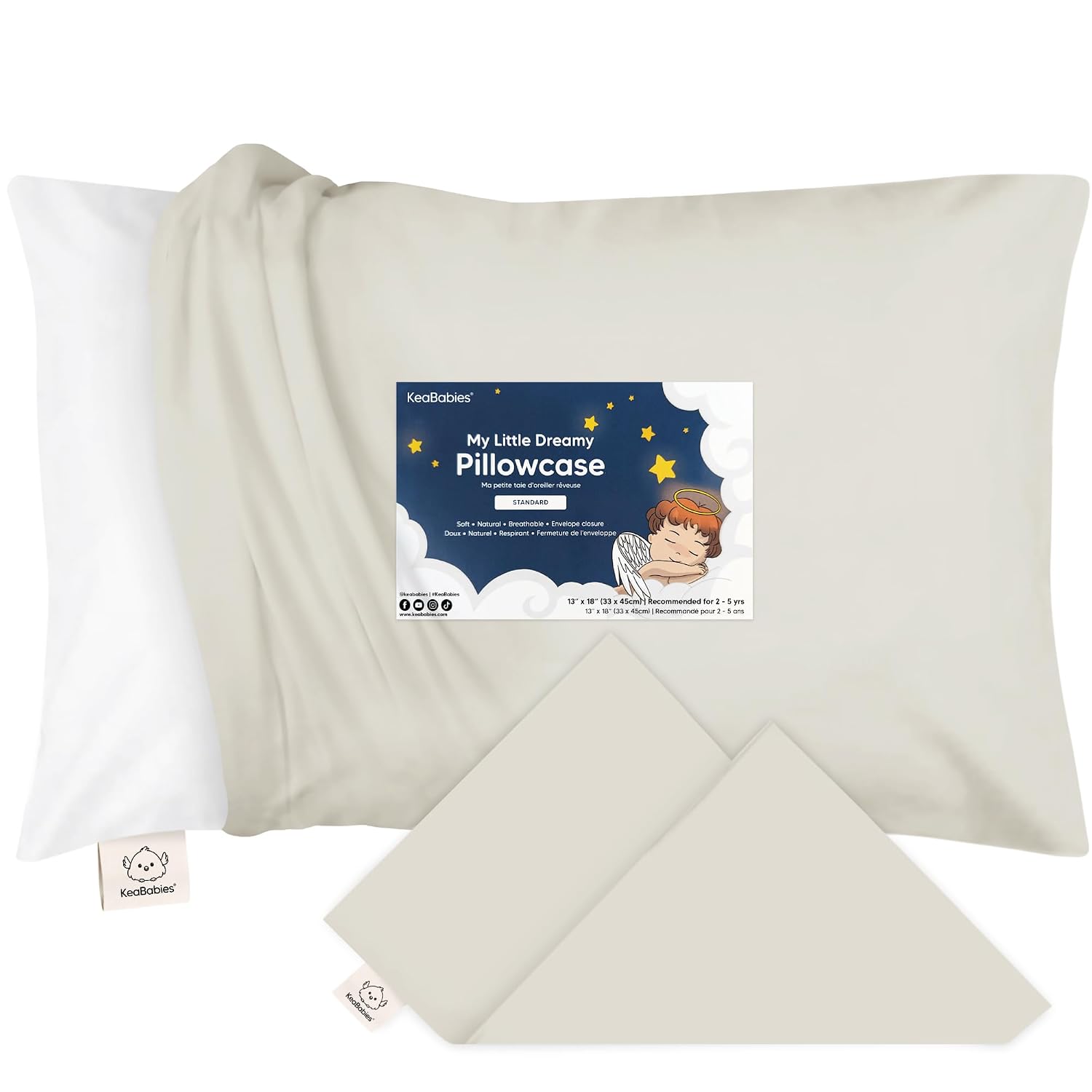 KeaBabies Toddler Pillowcase 13"x18" - Organic Cotton Toddler Pillowcase for Kids, Boys, Girls, Soft & Durable Cotton Cover for Miniature…