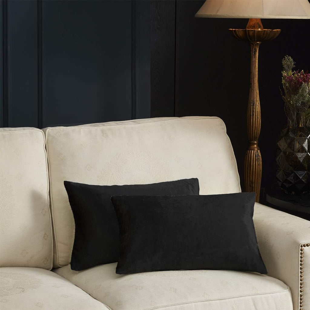 GIGIZAZAFocusingonhomedecoration GIGIZAZA Black Velvet Pillow Covers 12x20, Decorative Lumbar Throw Pillows Modern Covers Small Solid Living…