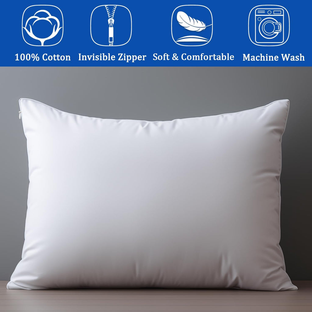 Precoco Toddler Pillowcase Set - 2 White Cotton 14x19 Inch Pillow Covers with Zipper Design for Secure Fit and Comfortable Sleep 2 pack 19…