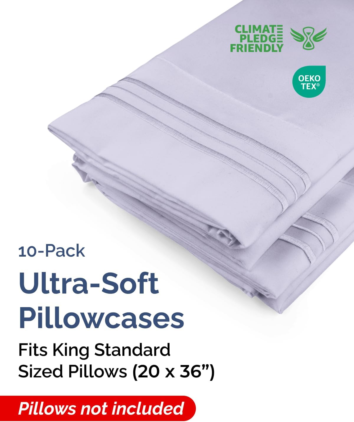 King Standard Pillow Cases Set of 10 - Ultra Soft Hotel Quality Pillowcase Covers - Comfy & Wrinkle Free - Shrink & Fade Resistant…