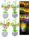 AUSAYE 4 Pack Plug in Night Light, Color Changing Mushroom Light LED Nightlights with Smart Dusk to Dawn Sensor for Kids, Adults…